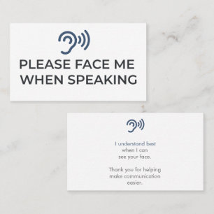 Carte De Visite Veuillez Me Faire Face En Parlant Mal Entendant
