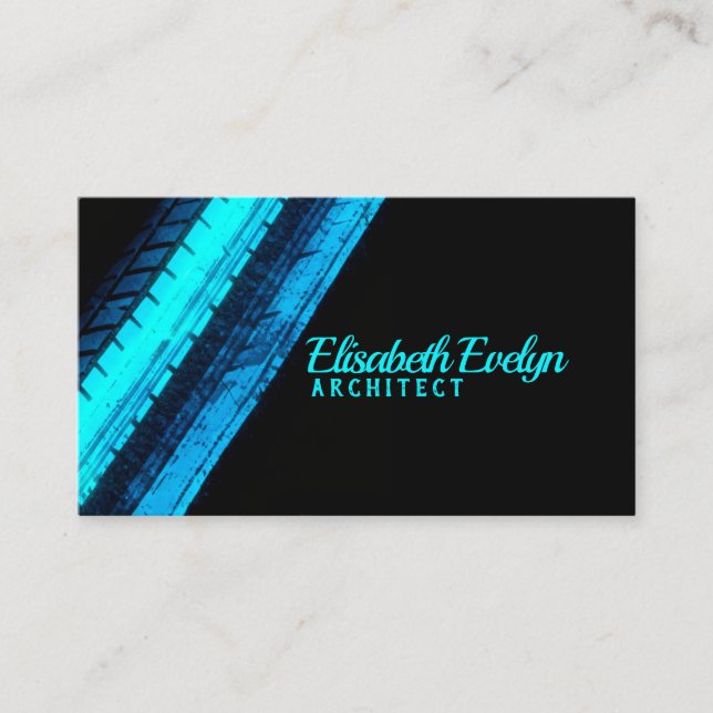 Carte De Visite Vibrant Blue Trails on Dark Backdrop (Devant)