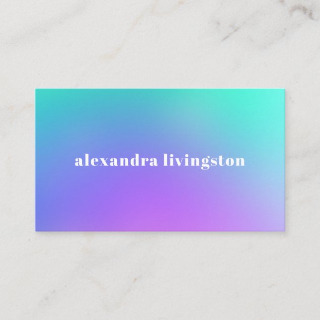 Carte De Visite Vibrant vert violet Abstrait Gradient Glam Busine (Devant)