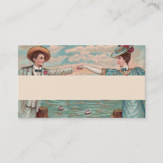 Carte De Visite Victorian Beach Love Dressy Ocean Mariage Couple (Devant)