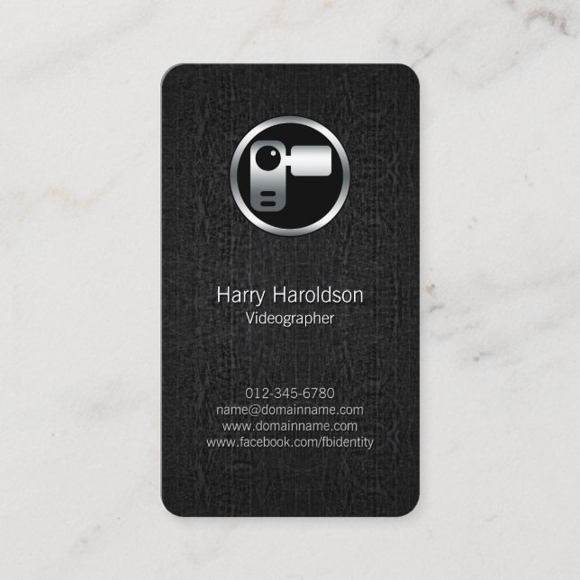 Carte De Visite Vidéographe Caméra vidéo BlackGrunge BusinessCard (Devant)
