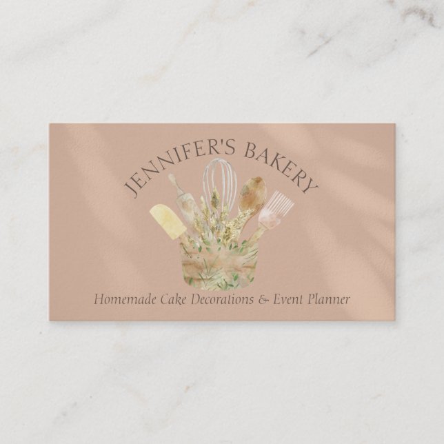 Carte De Visite Viennoiserie beige Brown pâtisserie chef (Devant)