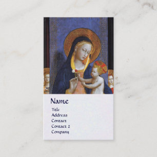 Carte De Visite VIERGE AVEC ENFANT ET SAINTS Bleu Blanc