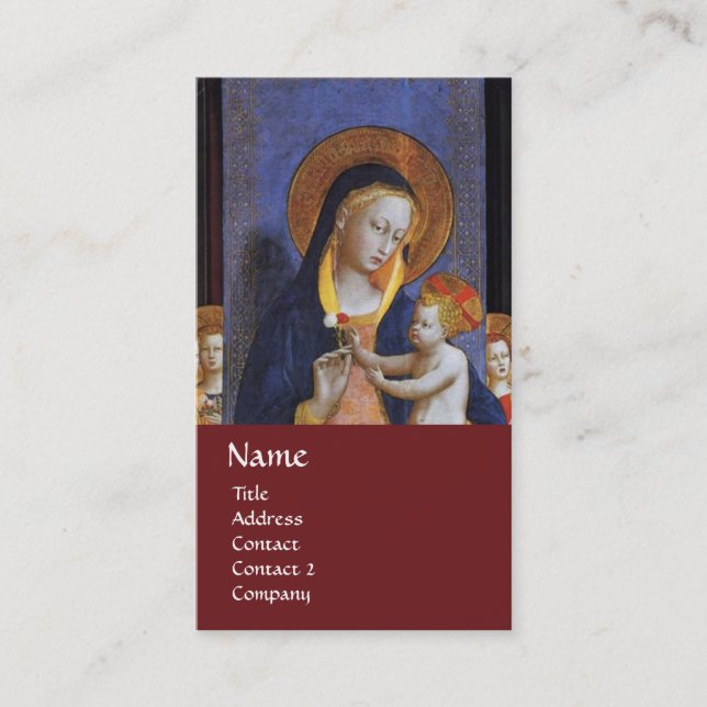 Carte De Visite VIERGE AVEC ENFANT ET SAINTS, rouge (Devant)