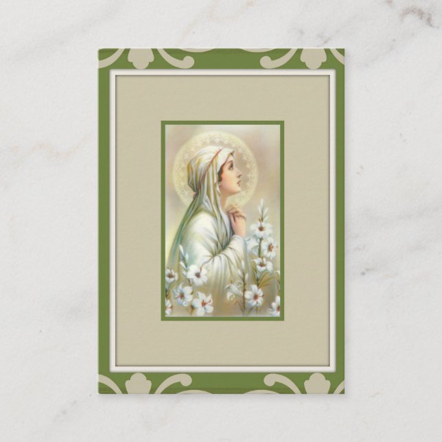 Carte De Visite Vierge Marie de la paix mentale Santé Prière catho (Devant)