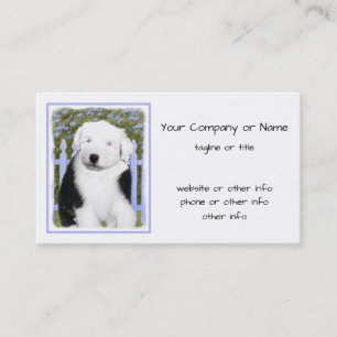 Carte De Visite Vieux anglais Sheepdog Puppy Peinture - Chien Art