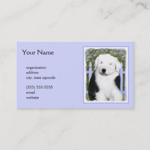 Carte De Visite Vieux anglais Sheepdog Puppy Peinture - Chien Art