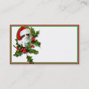 Carte De Visite Vieux style Noël Kitten