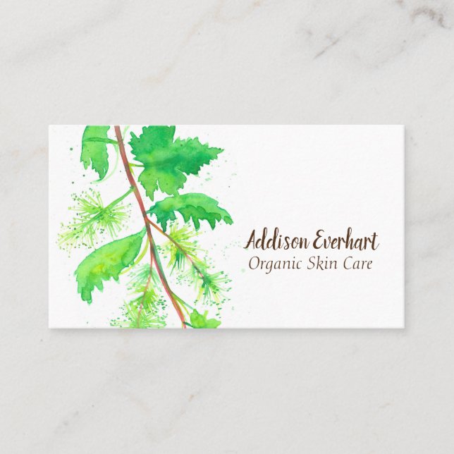 Carte De Visite Vignes à feuilles de raisin Plante d'aquarelle ver (Devant)