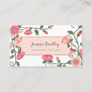 Carte De Visite Vignes à fleurs vertes rose Peach