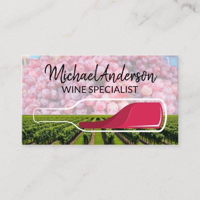 Carte De Visite Vignoble | Bouteille de vin | Raisins (Devant)