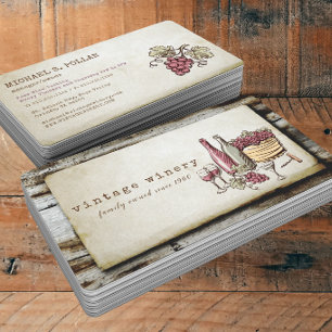 Carte De Visite Vignoble de cave à vin vintage peint à la main