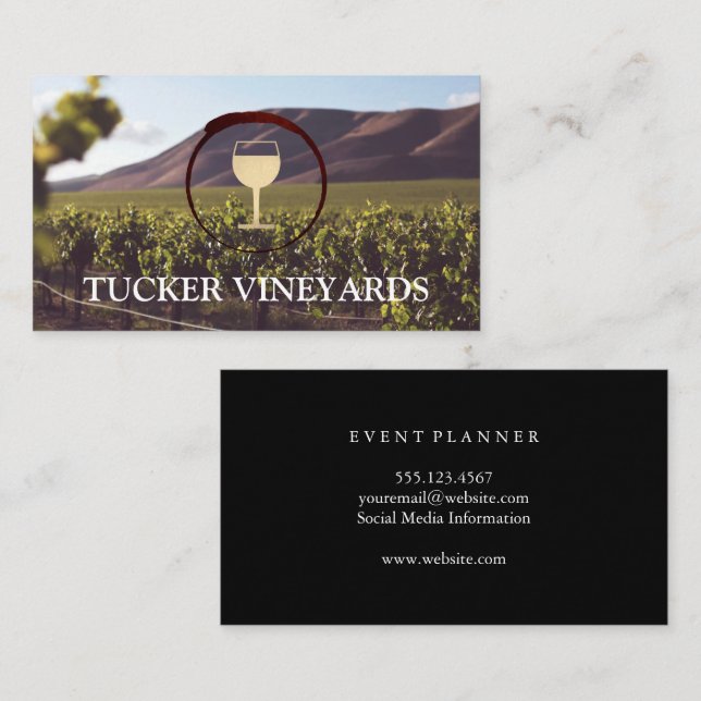 Carte De Visite Vignoble | Logo Verre Vin (Devant / Derrière)
