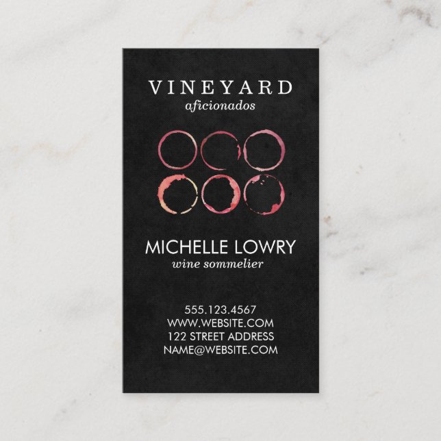 Carte De Visite Vignoble Lux Black | Tige à vin (Devant)
