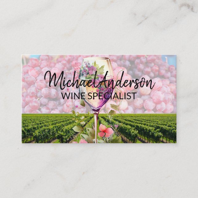 Carte De Visite Vignoble | Verre de vin | Raisins (Devant)