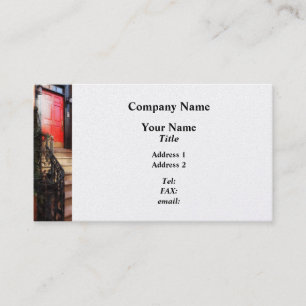Carte De Visite Village Brownstone with Red Door