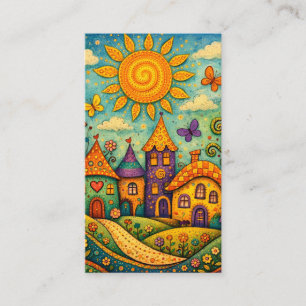 Carte De Visite Village de conte de fées fantaisiste Art sur toile