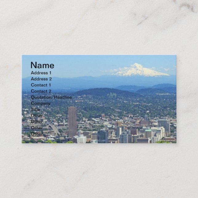 Carte De Visite Ville de Portland, Orégon et Mountain View (Devant)
