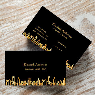 Carte De Visite Ville d'or noir skyline affaires immobilier