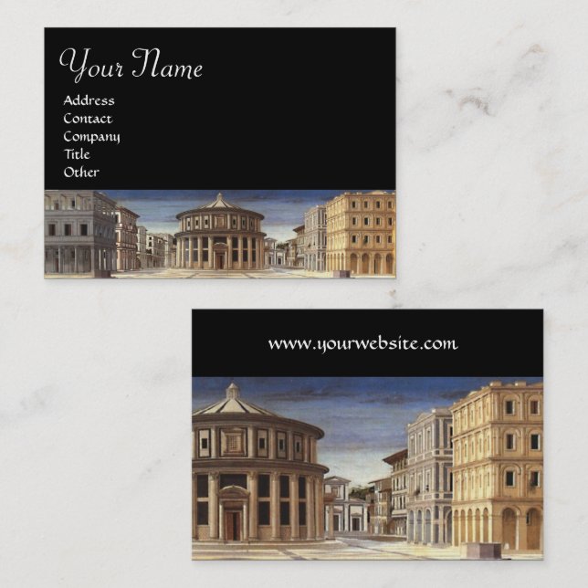Carte De Visite VILLE IDÉALE, Renaissance Architecte Noir (Devant / Derrière)