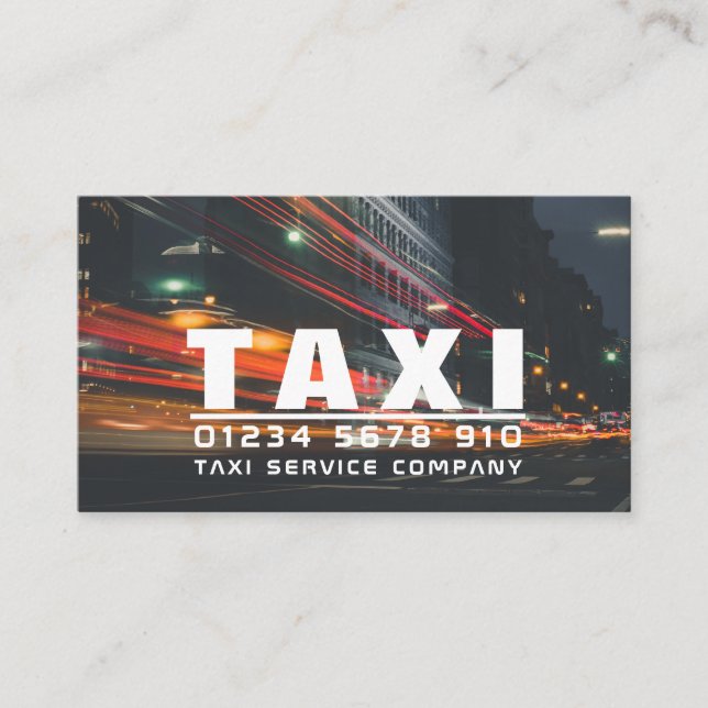 Carte De Visite Ville Lumières, Taxi Cabine Firme, Tarifs (Devant)