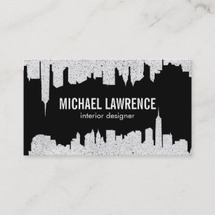 Carte De Visite Ville Skyline   Abstrait (pointillé)