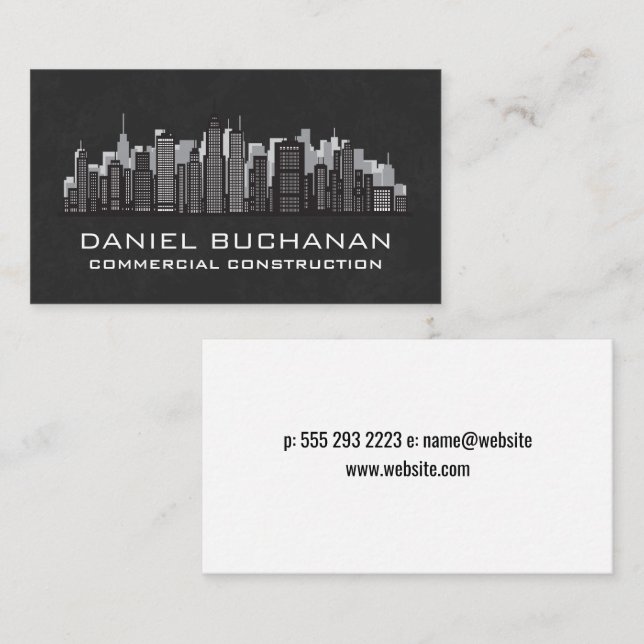 Carte De Visite Ville Skyline | Bâtiments (Devant / Derrière)