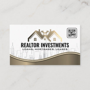 Carte De Visite Ville Skyline   Immobilier   Code Qr
