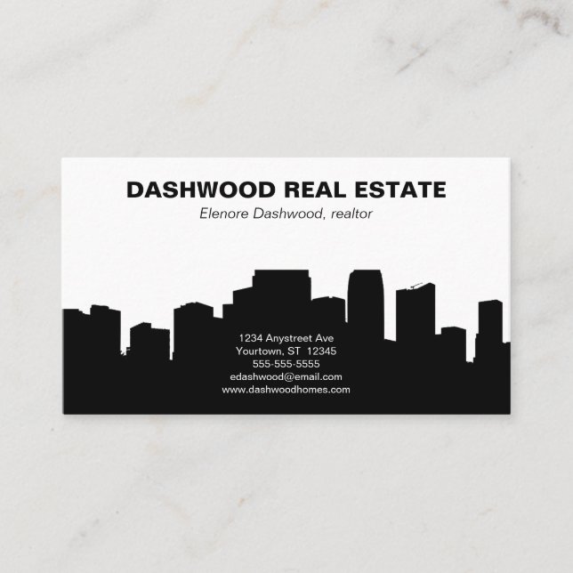 Carte De Visite Ville Skyline Silhouette Réalisateur immobilier (Devant)