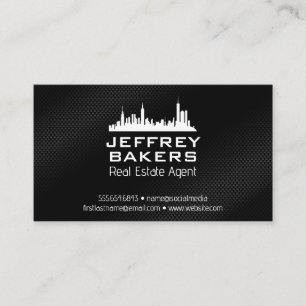 Carte De Visite Ville Skyline   Texture noire