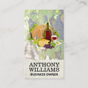 Carte De Visite Vin Baril Chees Raisins