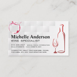 Carte De Visite Vin bouteille et logo en verre