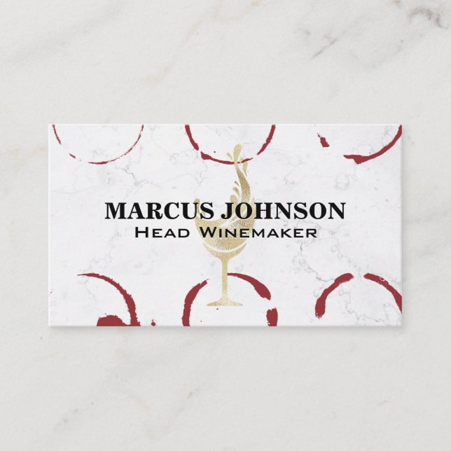 Carte De Visite Vin d'or | Marbre | Tissus de vin (Devant)