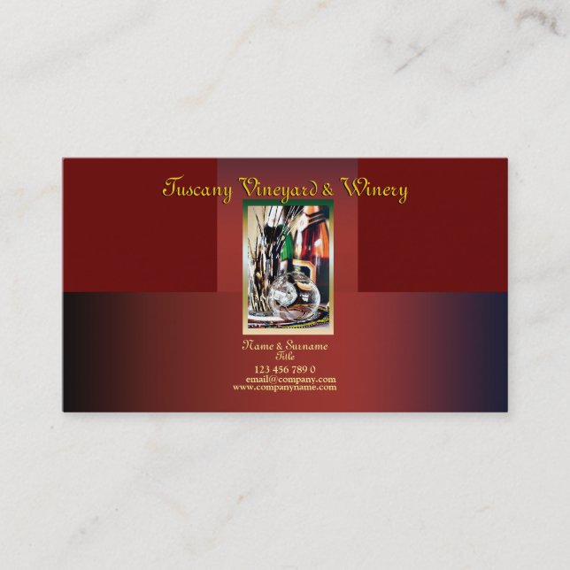 Carte De Visite Vin personnalisable de vignoble d'établissement (Devant)