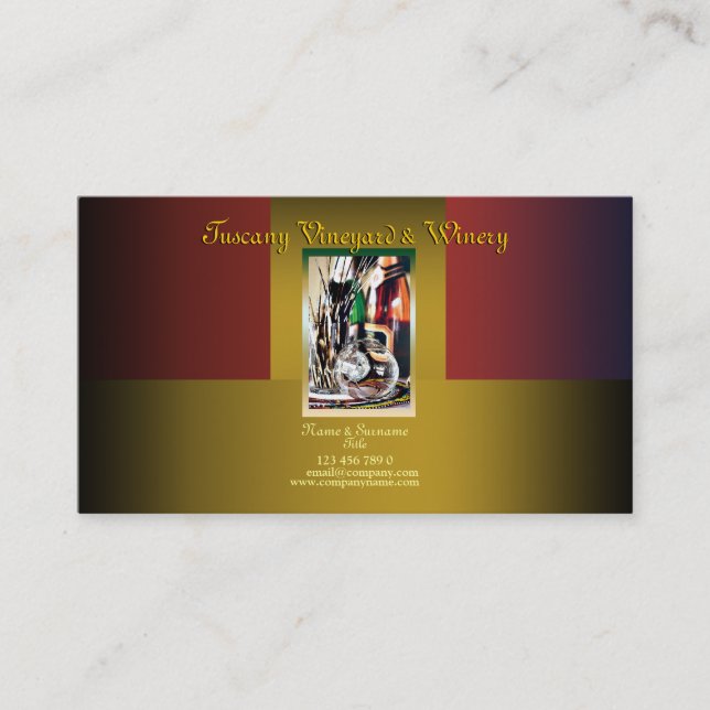 Carte De Visite Vin personnalisable de vignoble d'établissement (Devant)