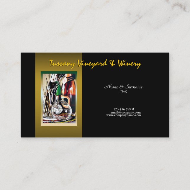 Carte De Visite Vin personnalisable de vignoble d'établissement (Devant)