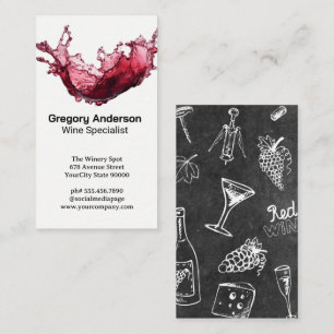 Carte De Visite Vin rouge éclaboussé