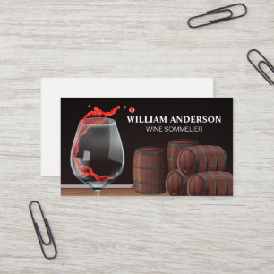 Carte De Visite Vin rouge éclaboussé   Barils
