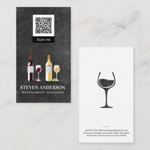Carte De Visite Vin rouge et blanc Restaurant code qr