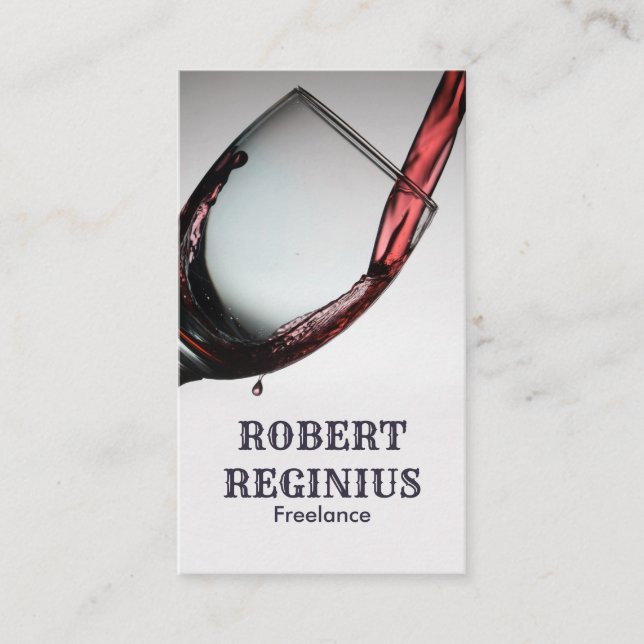 Carte De Visite Vin rouge fourré dans le verre de vin (Devant)