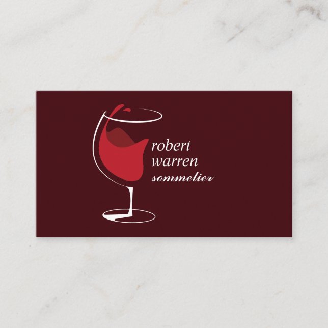 Carte De Visite Vin sommelier professionnel en verre de vin rouge (Devant)