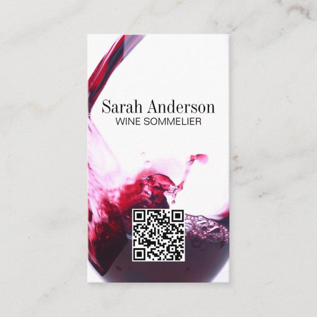 Carte De Visite Vin | Splash | Code d'analyse QR (Devant)