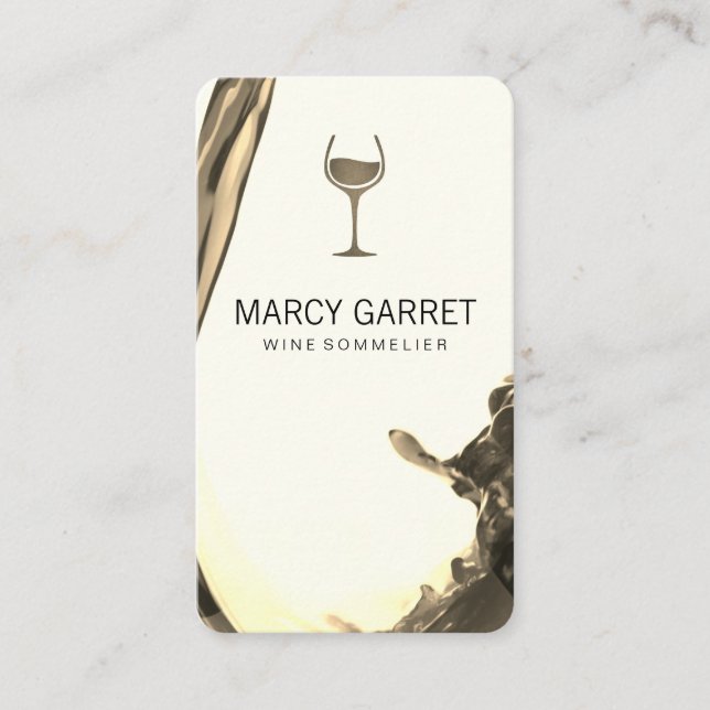 Carte De Visite Vin | Splash II Verre à vin Sepia (Devant)