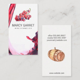 Carte De Visite Vin   Splash   Raisins de vin et baril