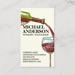Carte De Visite Vin versé dans le verre