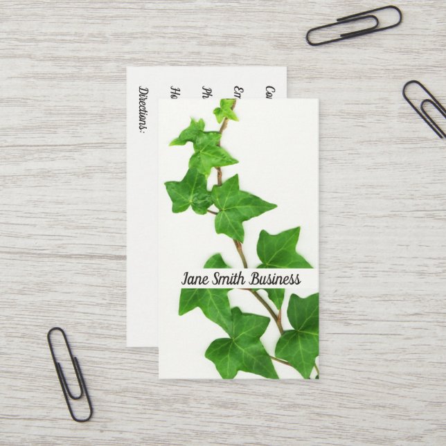 Carte De Visite Vin vert Arrière - plan blanc blanc blanc anglais (Devant/Arrière en situation)
