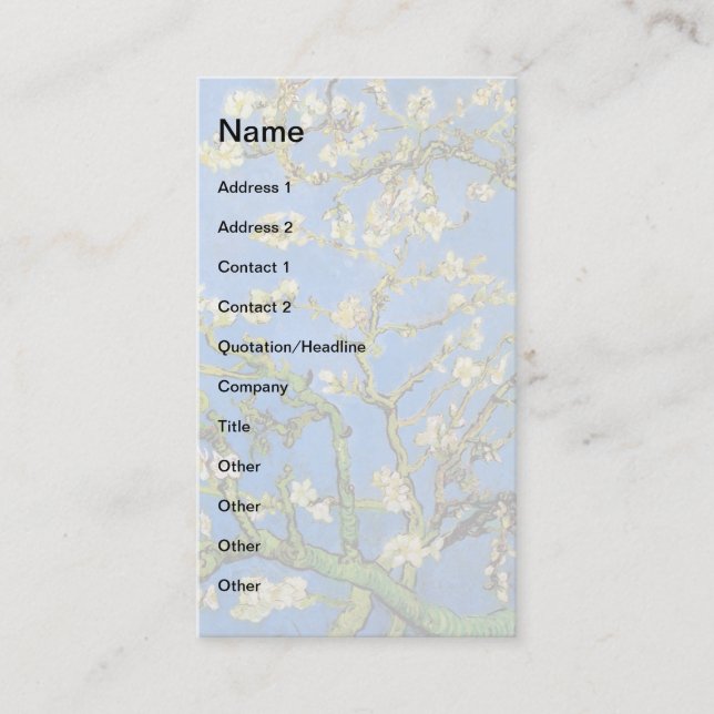 Carte De Visite Vincent Van Gogh - Arbres aux amandes florissants (Devant)