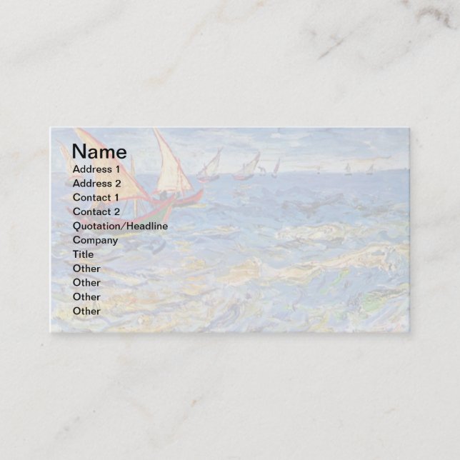 Carte De Visite Vincent Van Gogh - La Mer Aux Saintes Maries (Devant)
