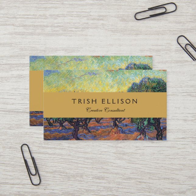 Carte De Visite Vincent Van Gogh Olive Grove Impressionnisme Art (Devant/Arrière en situation)