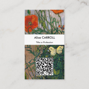 Carte De Visite Vincent van Gogh - Papillons & Poppies - Code QR